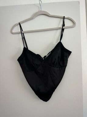 Black Satin Lace-Trim Slip Cami - Women Intimates